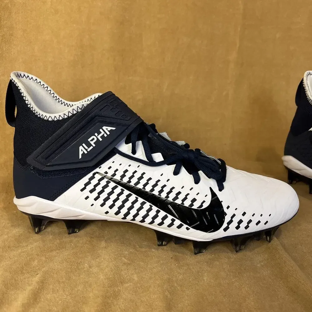 Nike Alpha Menace Pro‎ 2 Mens Size 12 White Navy Blue Football Cleats BV3945-102